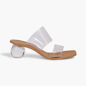 Cult Gaia Clear Vinyl Double-Strap Slide Sandals in Nude/Tan